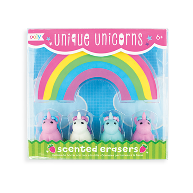 Unique unicorn strawberry scented erasers