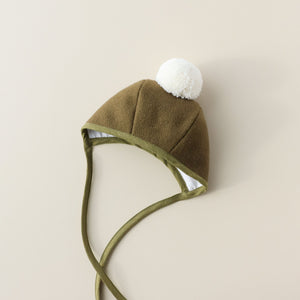Briar wool pom bonnet - olive pom
