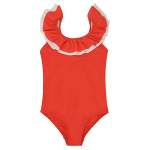 Moule frill swimsuit - fiery red