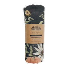 Load image into Gallery viewer, Spring blossom swaddle - charcoal