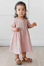 Load image into Gallery viewer, Organic cotton muslin short sleeve dress - powder pink