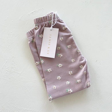 Organic cotton leggings - simple flowers lilac