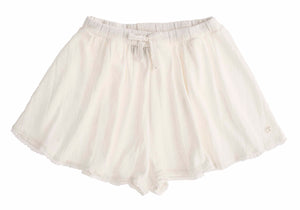 Organic cotton pointelle kid shorts - off-white