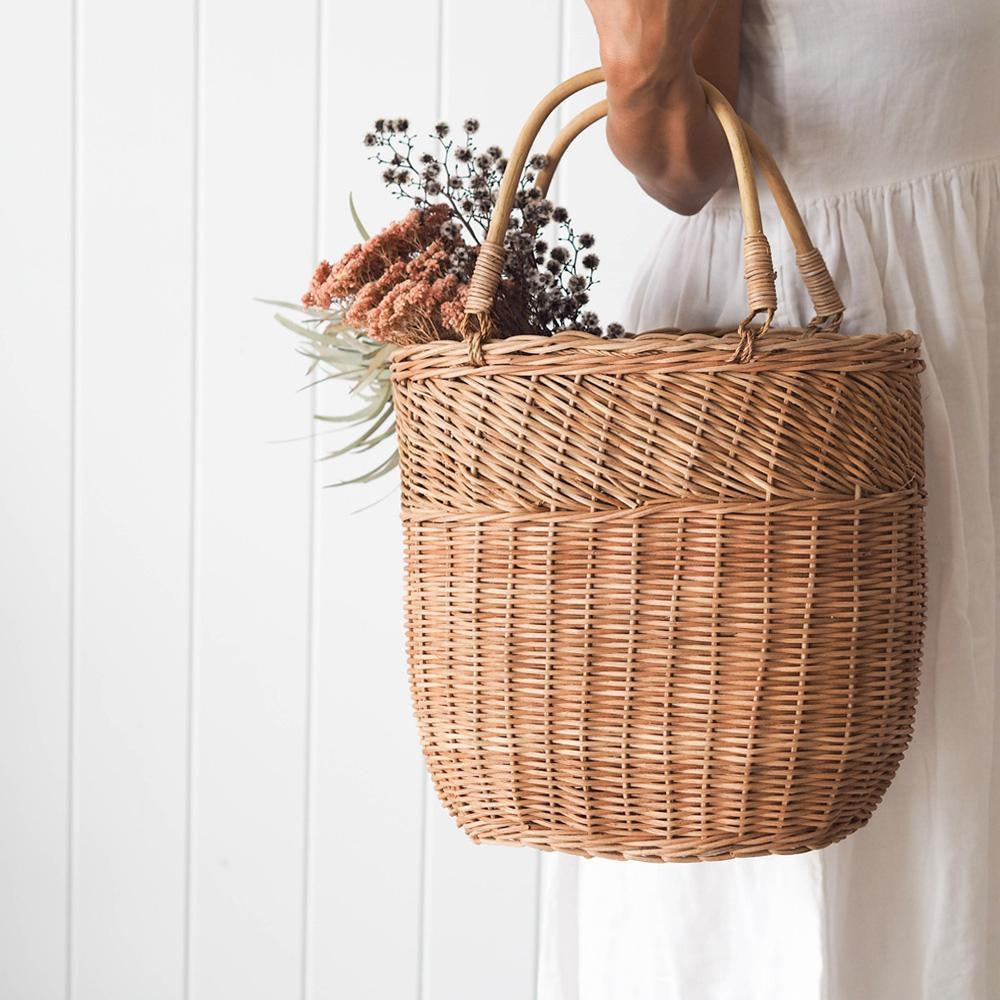 Rattan bucket bag - large