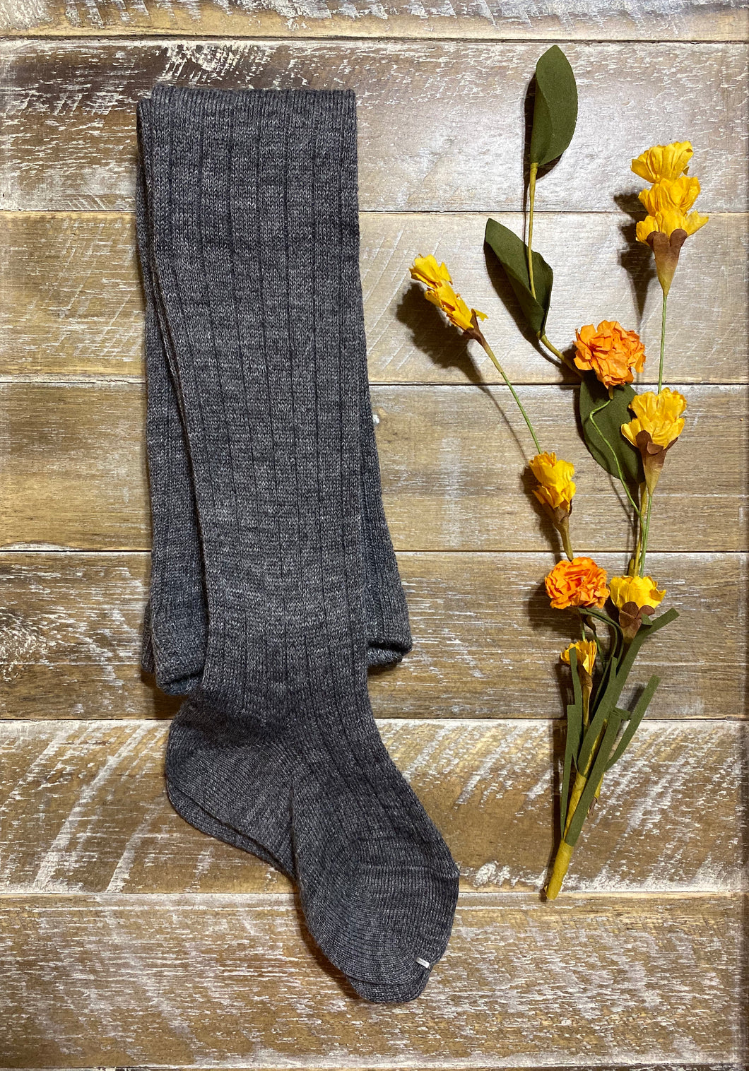 Light grey wool ribbed tights