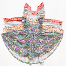 Load image into Gallery viewer, Flutter sleeve twirl dress - mint lavender floral