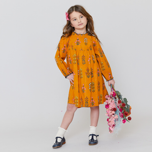 Girls Brayden dress - gold field floral