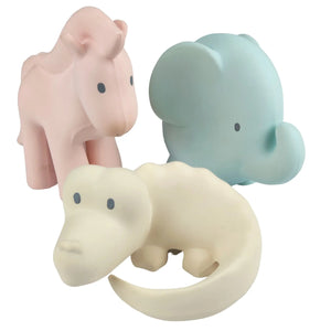 Marshmallow soft natural rubber teethers, baby rattles & bath toys