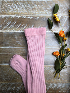 Pale pink ribbed tights
