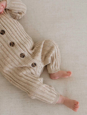 Wide rib jumpsuit - fawn speckle