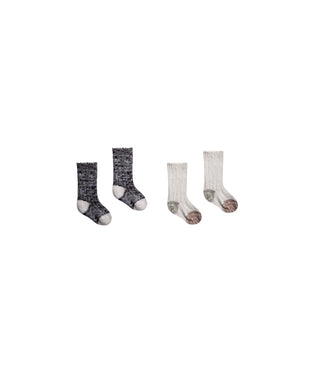 Chunky knit socks set - color block