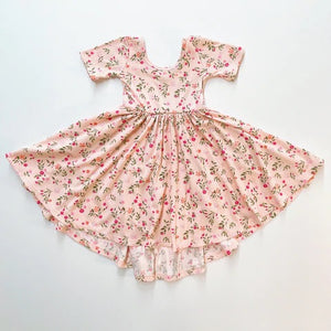 High-low twirl dress - peachy pink floral