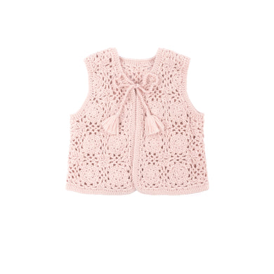 Crochet vest - silver pink
