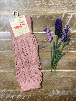 Pale pink crochet knee sock