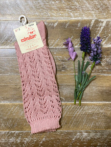 Pale pink crochet knee sock