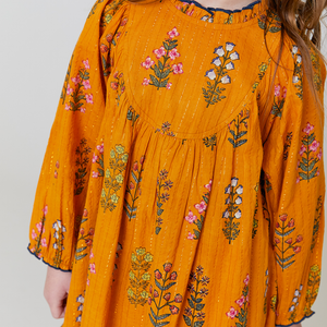 Girls Brayden dress - gold field floral