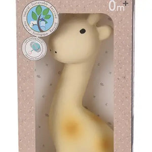 Giraffe - natural organic rubber teether, baby rattle & bath toy