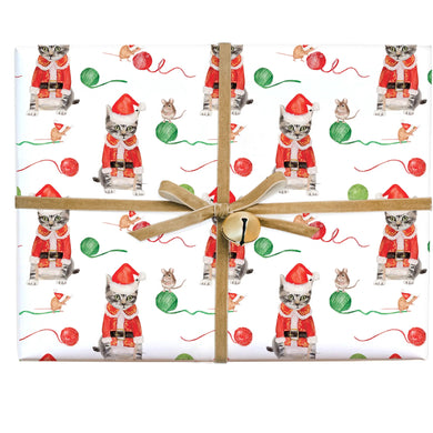 Santa cat and mouse gift wrap roll