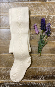 Cream side crochet tights