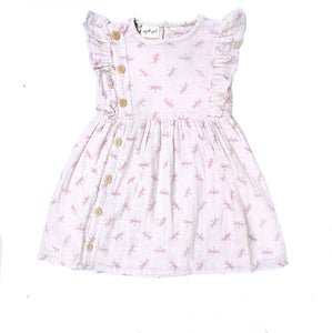 Side button dress - dragonflies