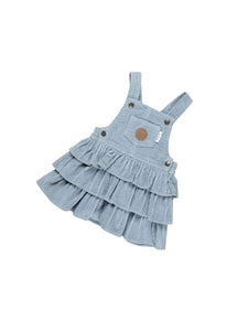 Dusty blue cord pinafore