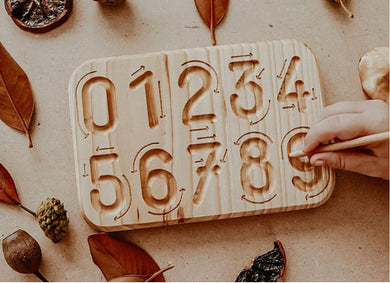 Wooden number tracing board