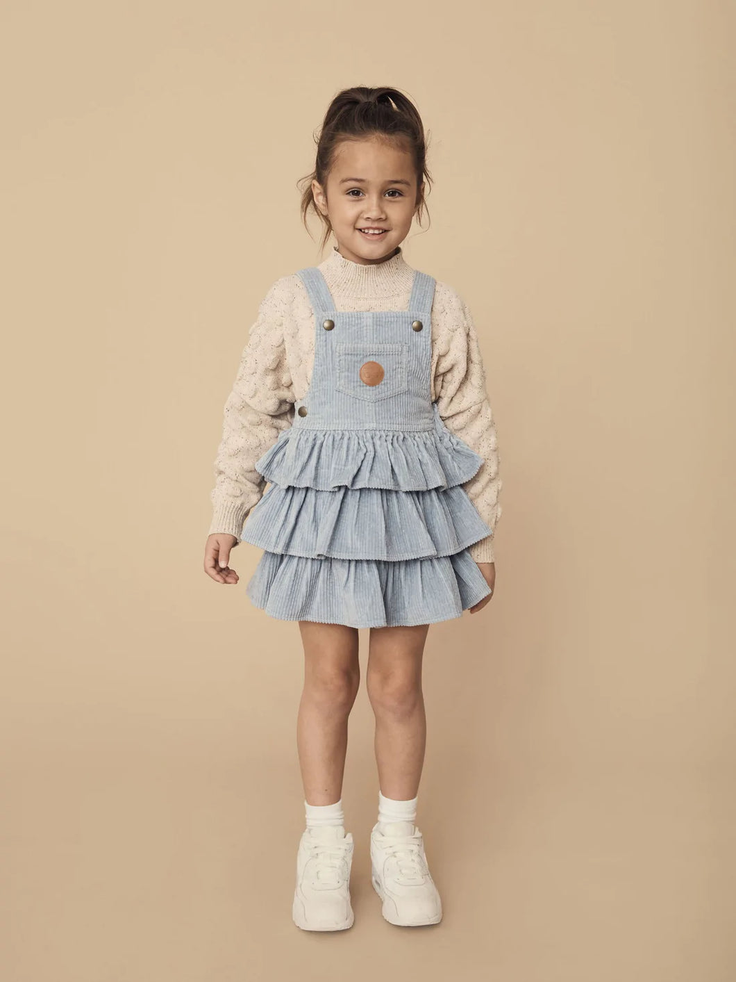 Dusty blue cord pinafore