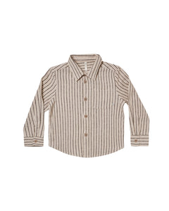 Collared long sleeve shirt - micro stripe