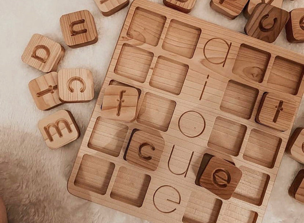 Alphabet cube board