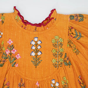 Girls Brayden dress - gold field floral