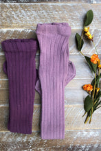 Load image into Gallery viewer, Aubergine ribbed tights