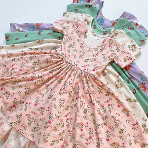 High-low twirl dress - peachy pink floral