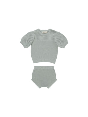 Quincy Mae pointelle knit set - sky
