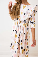 Load image into Gallery viewer, Pink I heart you ruffle twirl dress