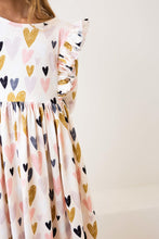 Load image into Gallery viewer, Pink I heart you ruffle twirl dress