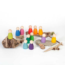 Load image into Gallery viewer, 12 Nins wooden peg people