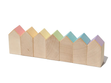 7 little houses - pastel rainbow