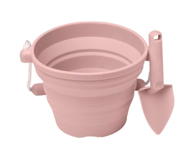 Scrunch seedling pot w/ spade - dusty rose pink
