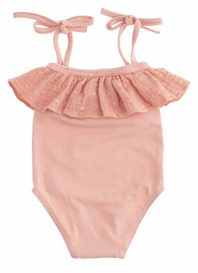 Swiss embroidery swimsuit - pink
