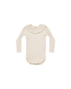 Ruffle collar bodysuit - stone
