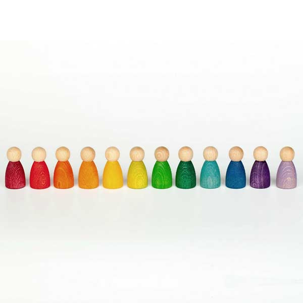 12 Nins wooden peg people