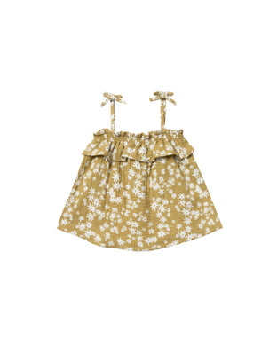 Scattered daisy ruffle tube top