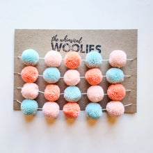 Load image into Gallery viewer, Yarn pom snowball garland - pink &amp; teal