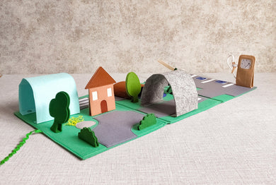 Felt travel play mat road (in the form of a book)