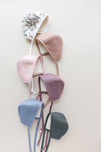 Aria linen bonnet - Sherpa lined