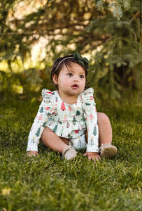 Leah romper in green Christmas