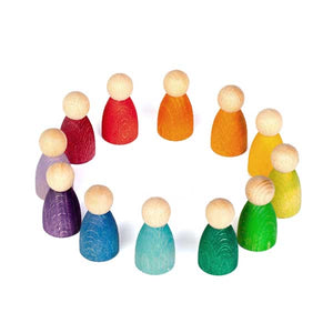 12 Nins wooden peg people