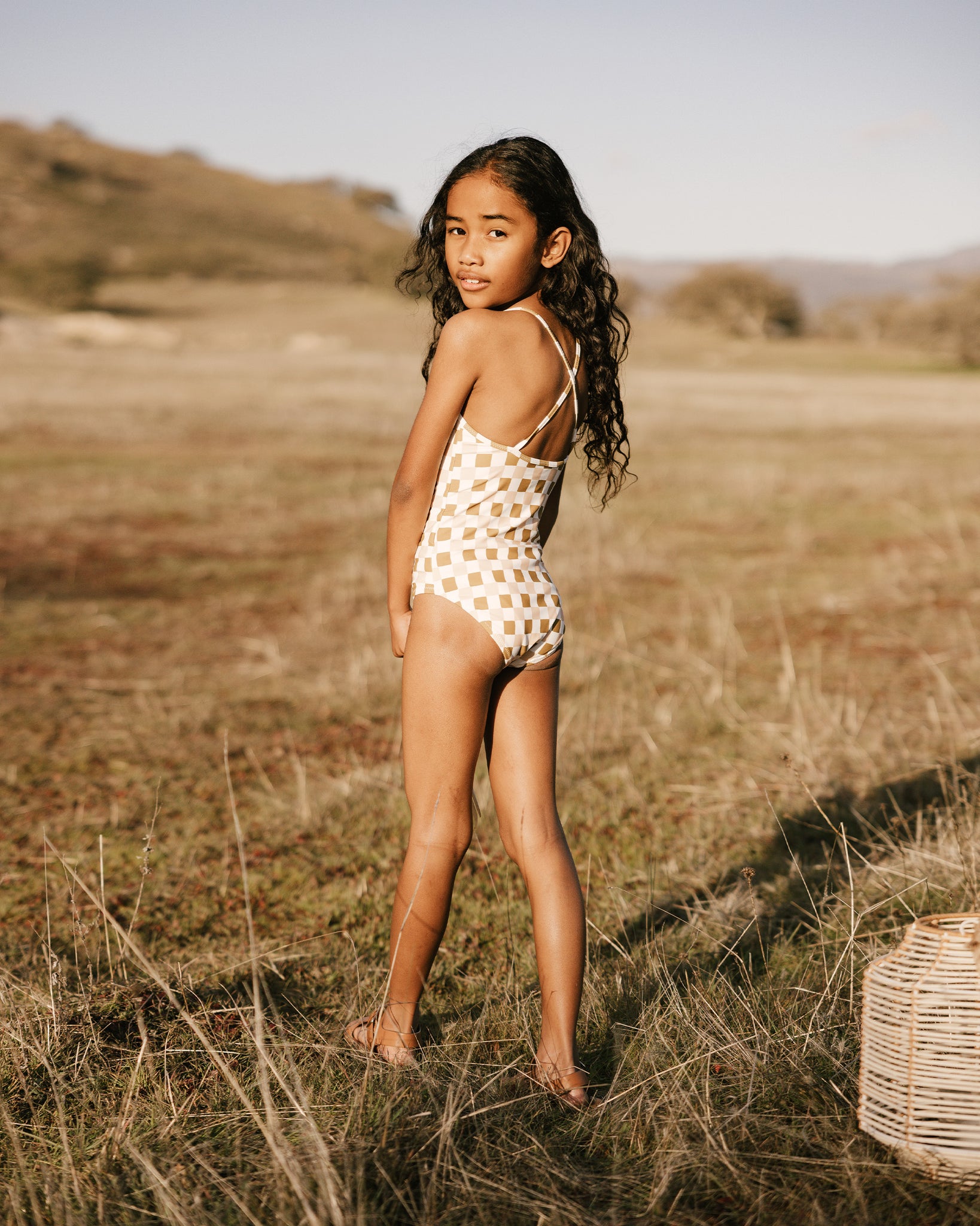 Sky one-piece - retro check – A Vintage Childhood