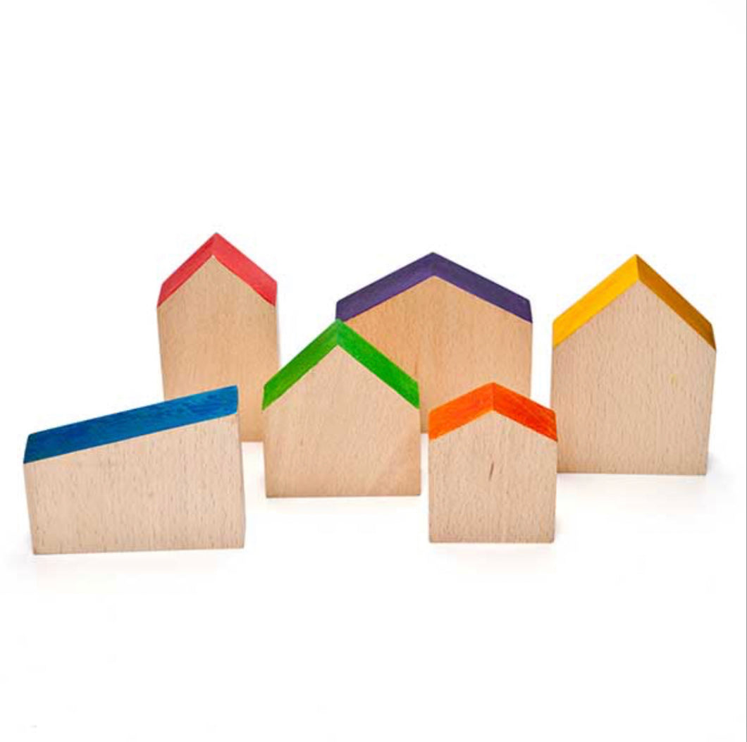 Wooden houses play set