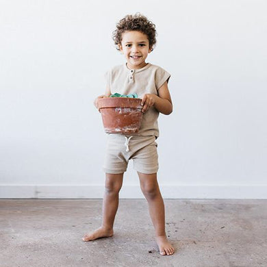 Organic terry box tee - desert